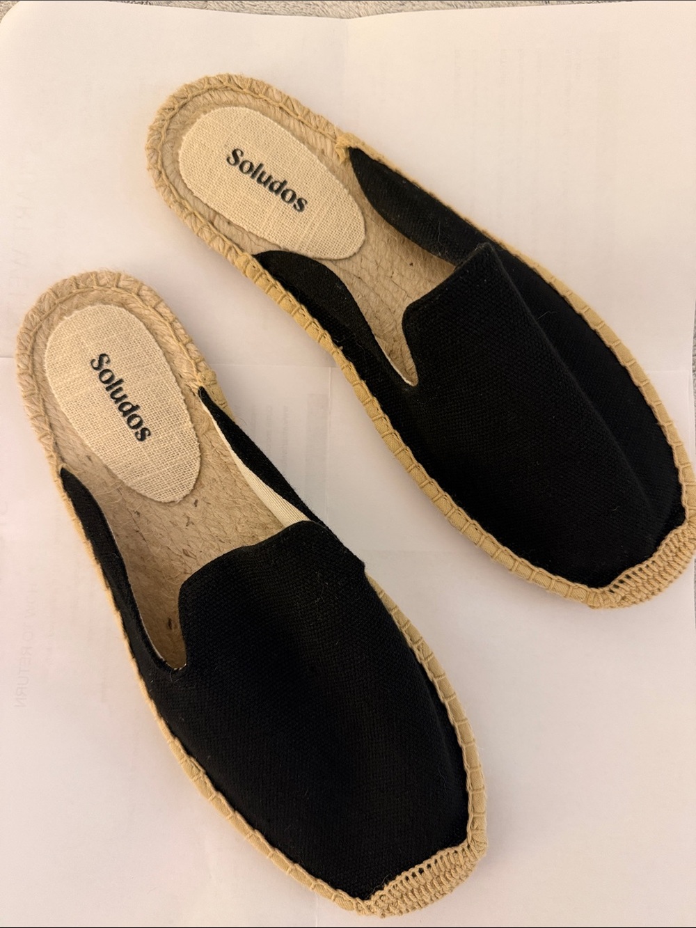 Soludos Black Canvas Espadrille Slide